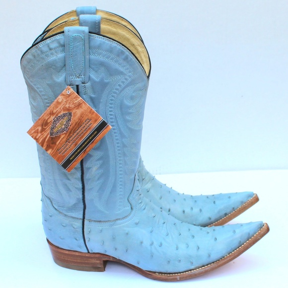 blue leather cowboy boots